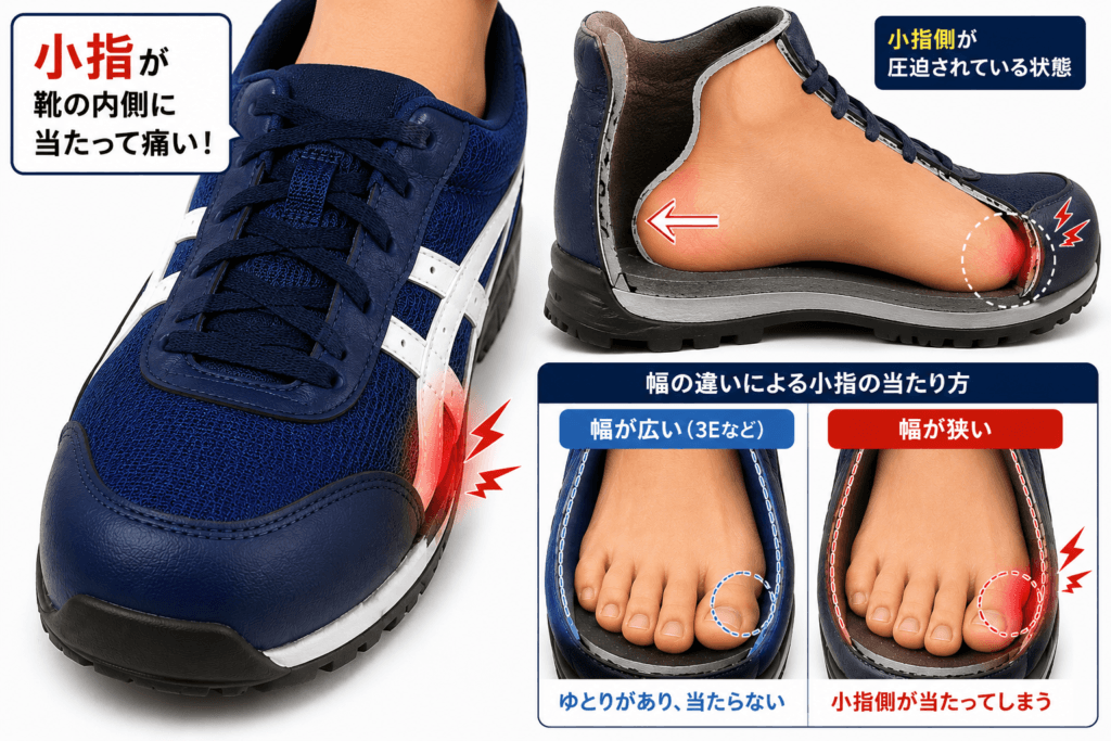 安全靴の中で小指が当たる感じ